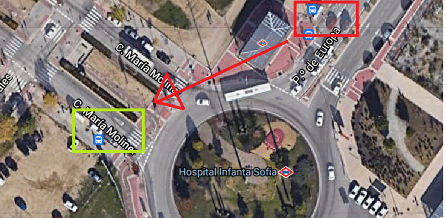 Cambio de parada de autobús