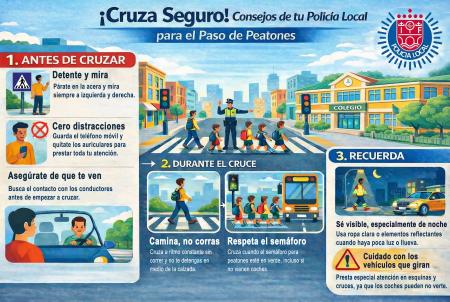 Imagen La Policía Local lanza una serie de recomendaciones para cruzar con seguridad los pasos de peatones 